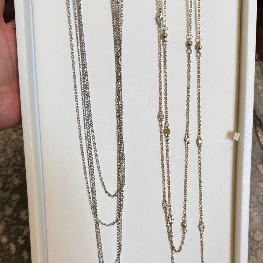 Express - Delicate Layered Silver and Gold Tone Necklace Set